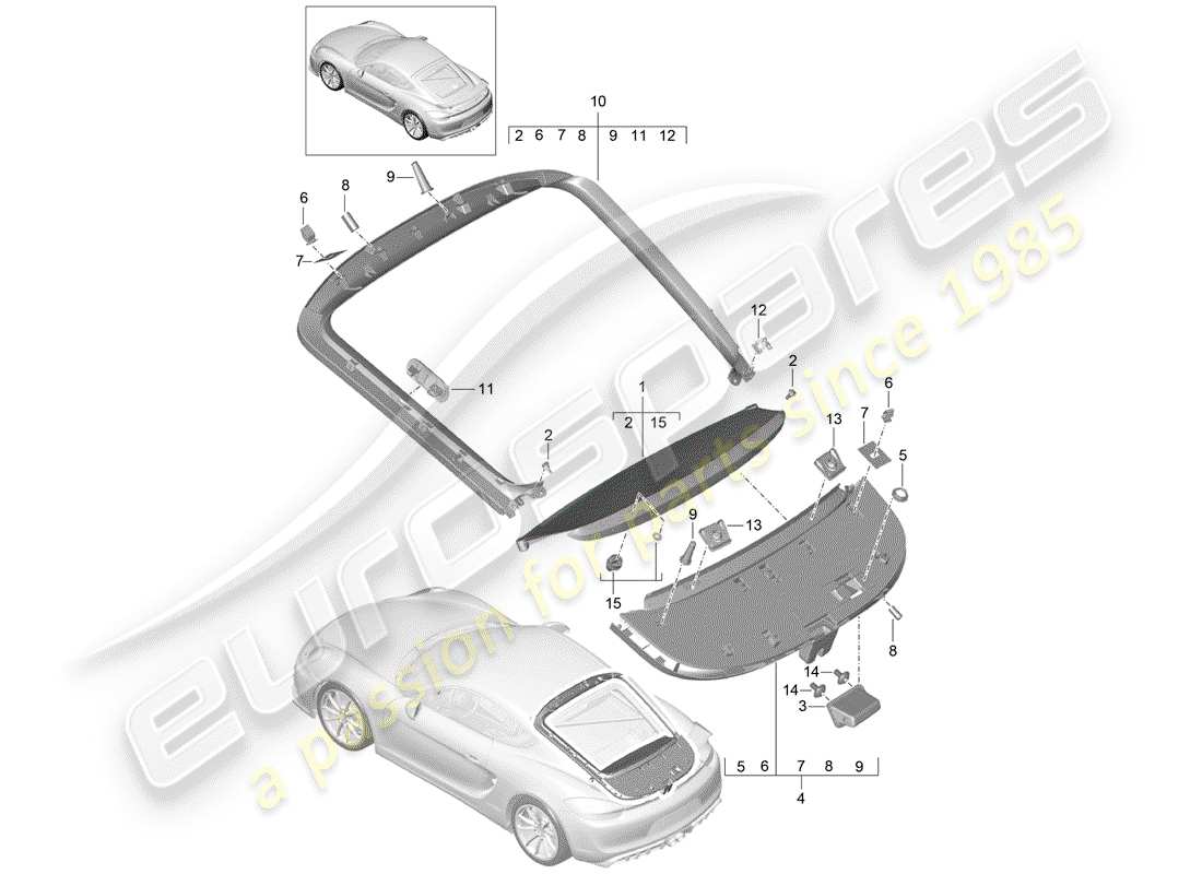 porsche 2016 (981 cayman gt4) lining ersatzteildiagramm