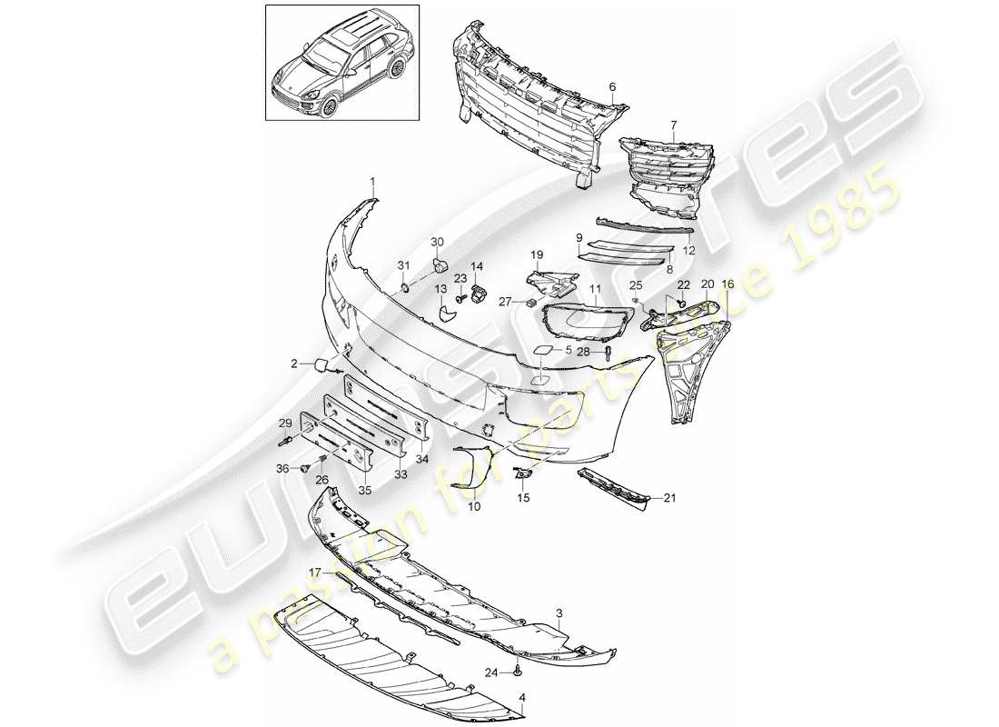 porsche 2014 (cayenne e2 92a) lining ersatzteildiagramm