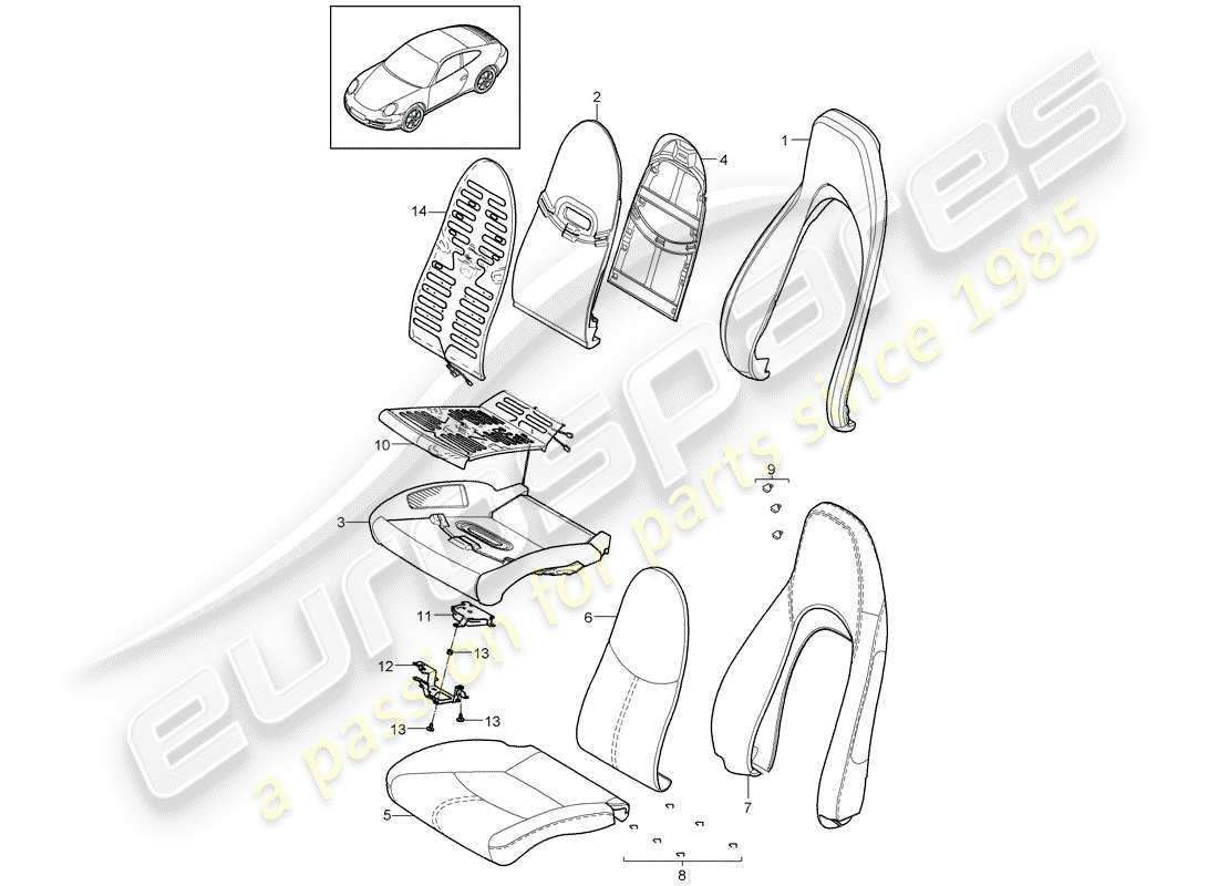porsche 2010 (997-2) schaumteil teilediagramm