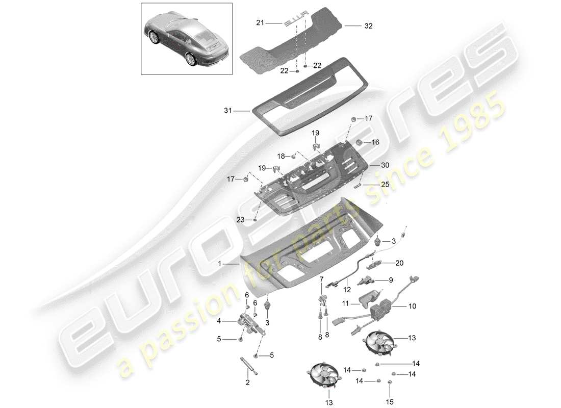 porsche 2020 (991-2 r/gt3/rs) cover-ersatzteildiagramm