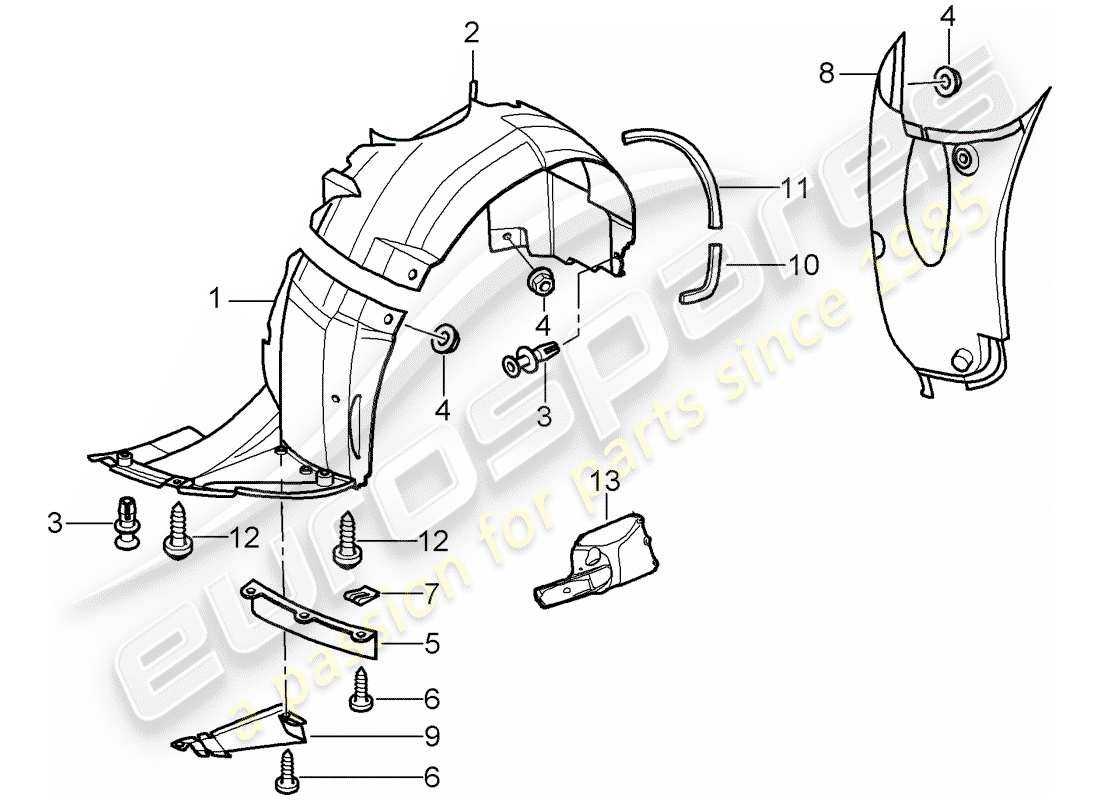 porsche 2002 (996 gt3) verkleidungen - für - radkasten ersatzteildiagramm