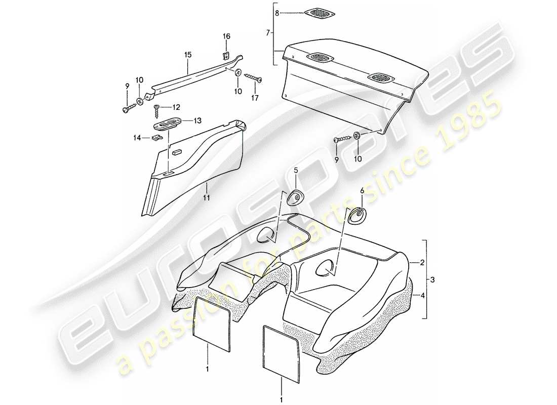 porsche 1988 (959) lining ersatzteildiagramm