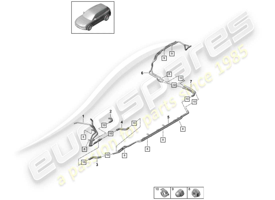 porsche 2019 (cayenne e3 9ya/9yb) heizung teilediagramm