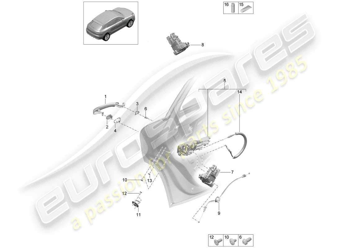 porsche 2019 (macan) türschlösser ersatzteildiagramm