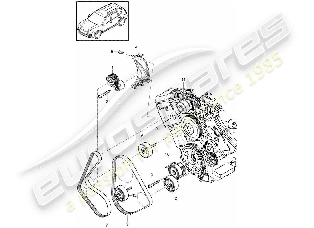 porsche 2015 (cayenne e2 92a) riemenspanndämpfer teilediagramm