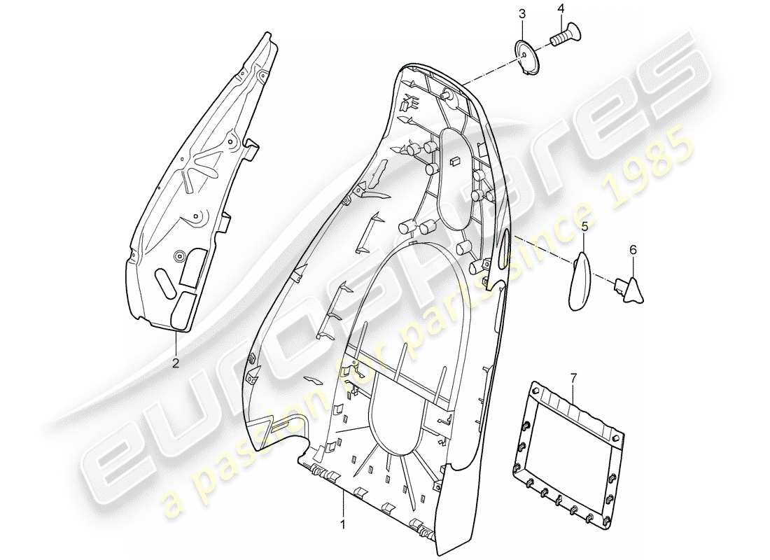porsche 2006 (987 boxster) rückenlehnenschale ersatzteildiagramm