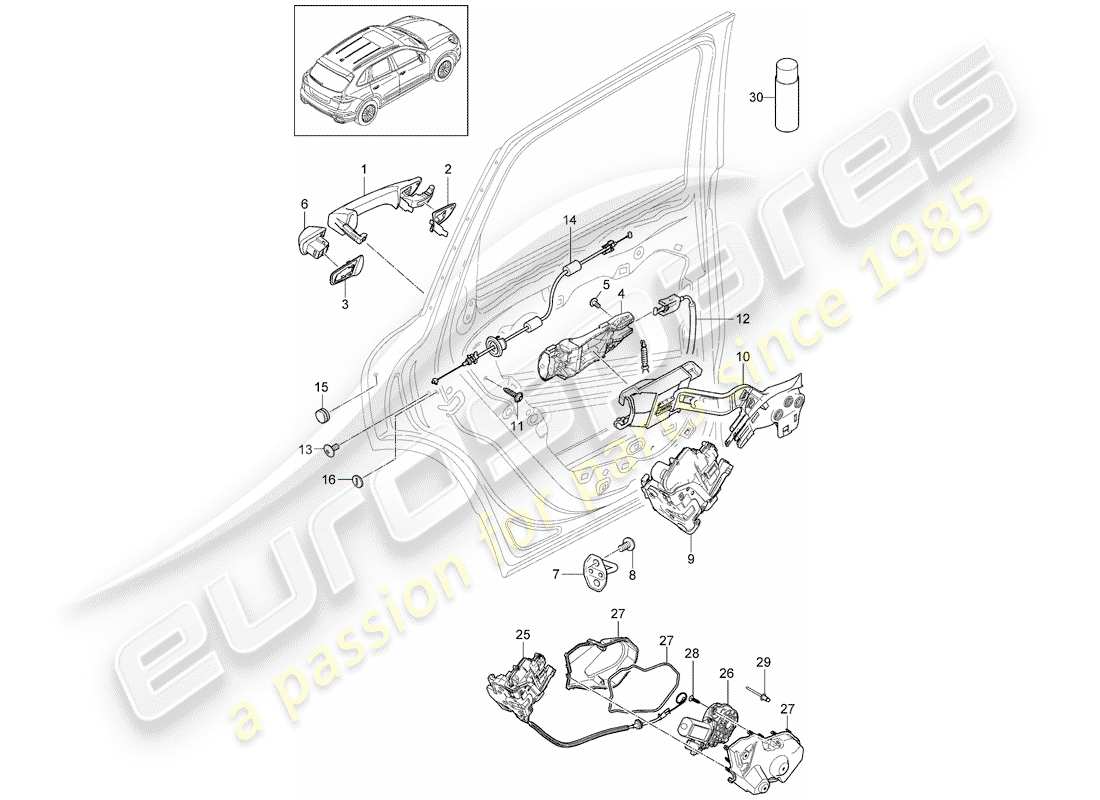 porsche 2012 (cayenne e2 92a) türgriff ersatzteildiagramm