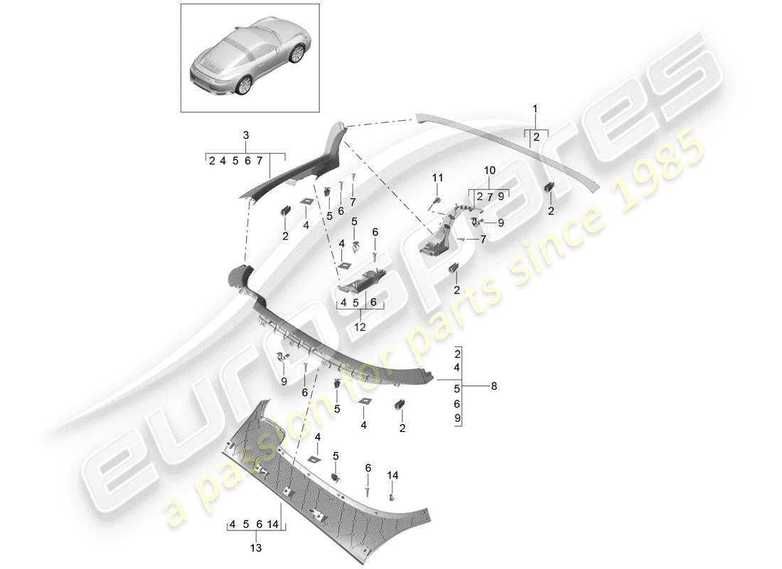 porsche 2019 (991-2) trims-teilediagramm