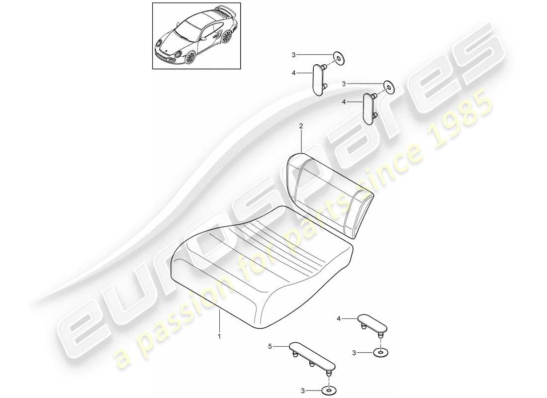 porsche 2012 (997-2 turbo / gt2 rs) rücksitzkissen ersatzteildiagramm