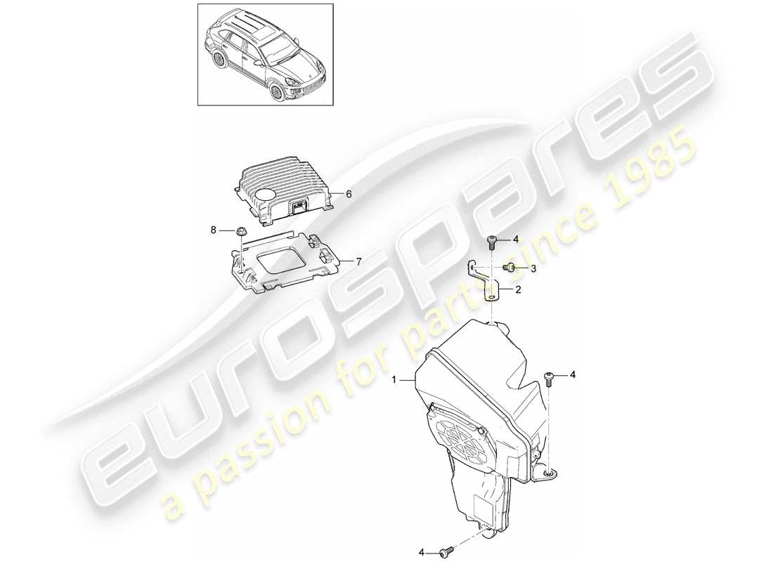 porsche 2014 (cayenne e2 92a) lautsprecher-teilediagramm