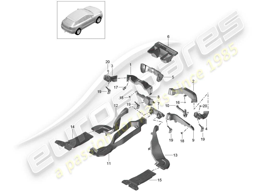 porsche 2014 (macan) luftkanal teilediagramm