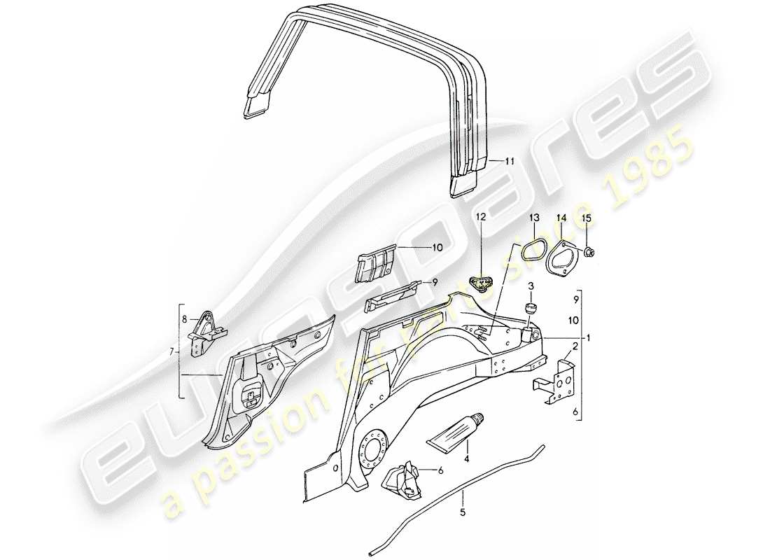 porsche 1992 (964) innenblech teilediagramm