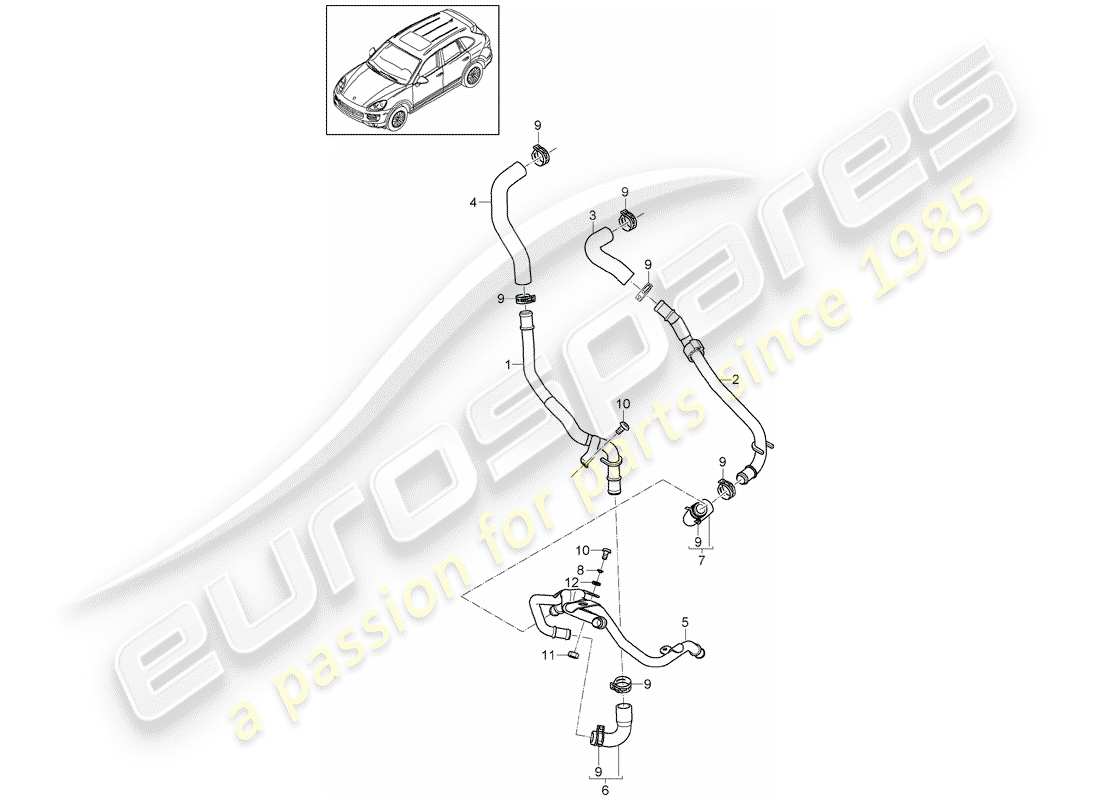 porsche 2015 (cayenne e2 92a) heizung teilediagramm