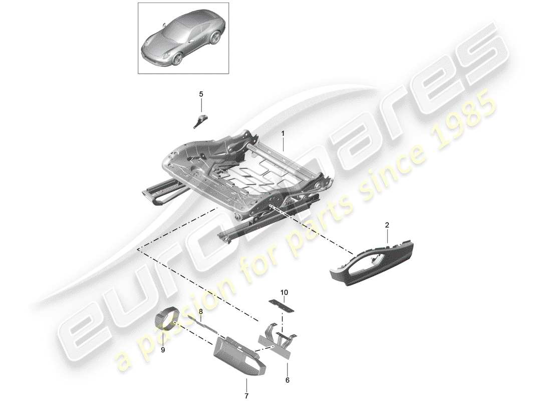 porsche 2016 (991-1) sitzrahmen teilediagramm