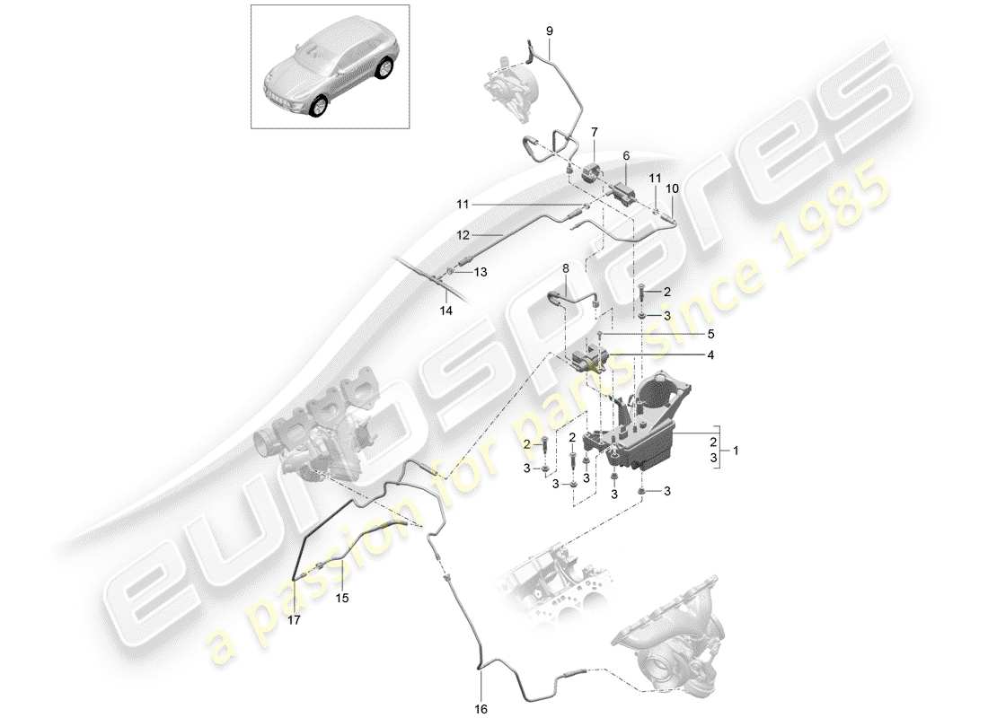 porsche 2014 (macan) für fahrzeuge mit ladung teilediagramm