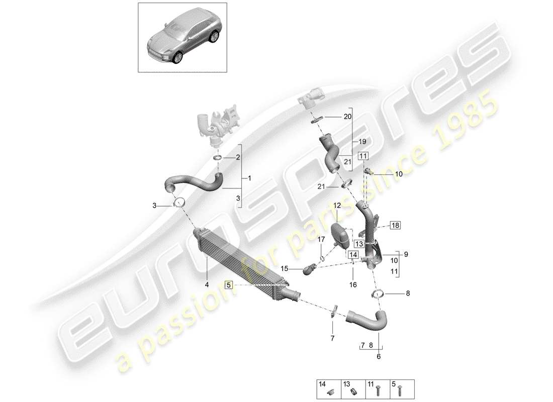porsche 2020 (macan) ladeluftkühler - teilediagramm