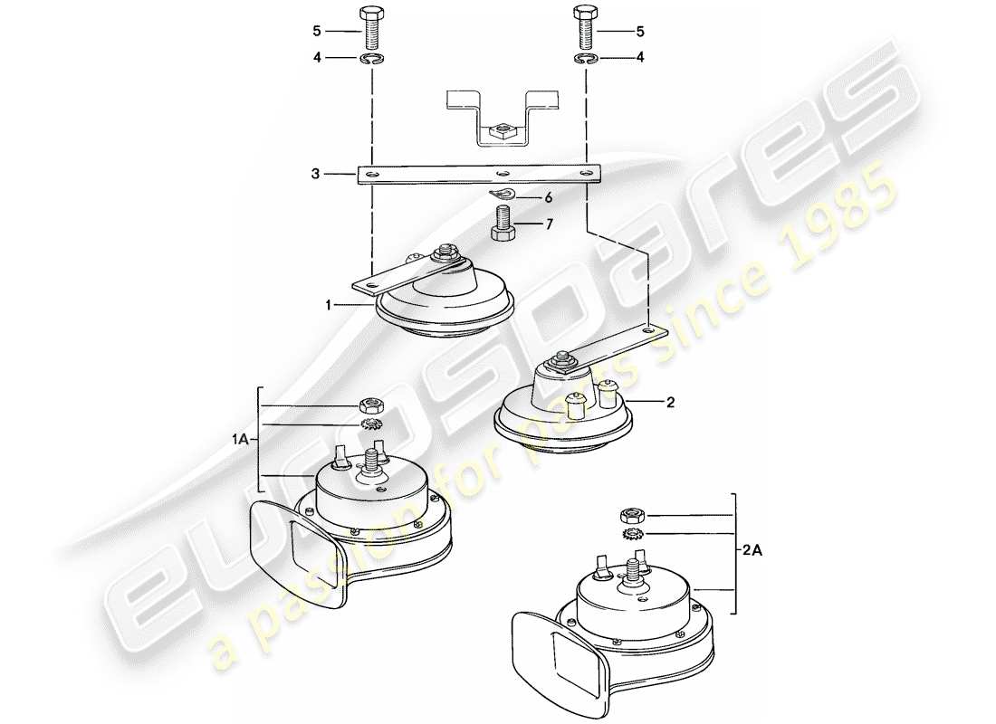 porsche 1976 (924) horn-ersatzteildiagramm