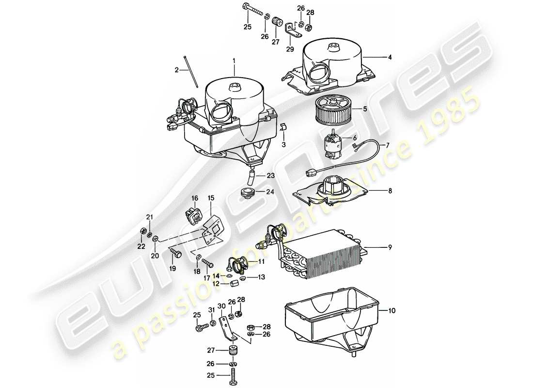 porsche 1978 (924) verdampfer teilediagramm