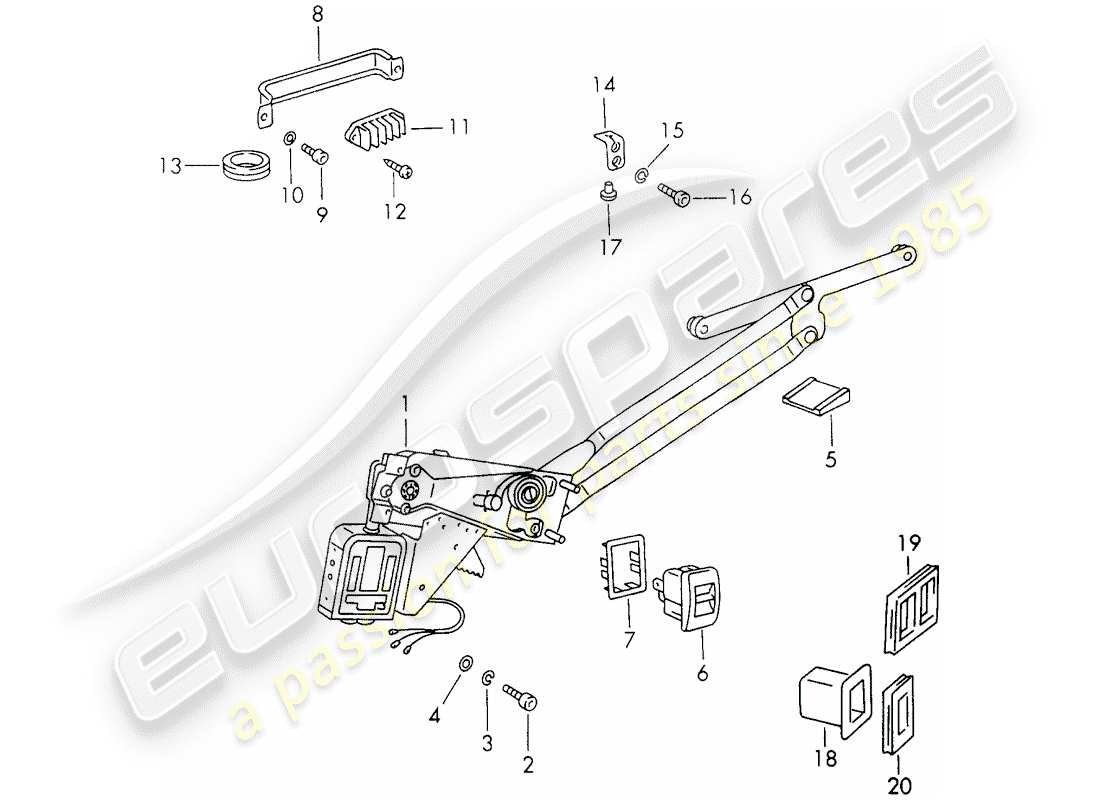 porsche 1970 (911) fensterheber - elektrisch ersatzteildiagramm