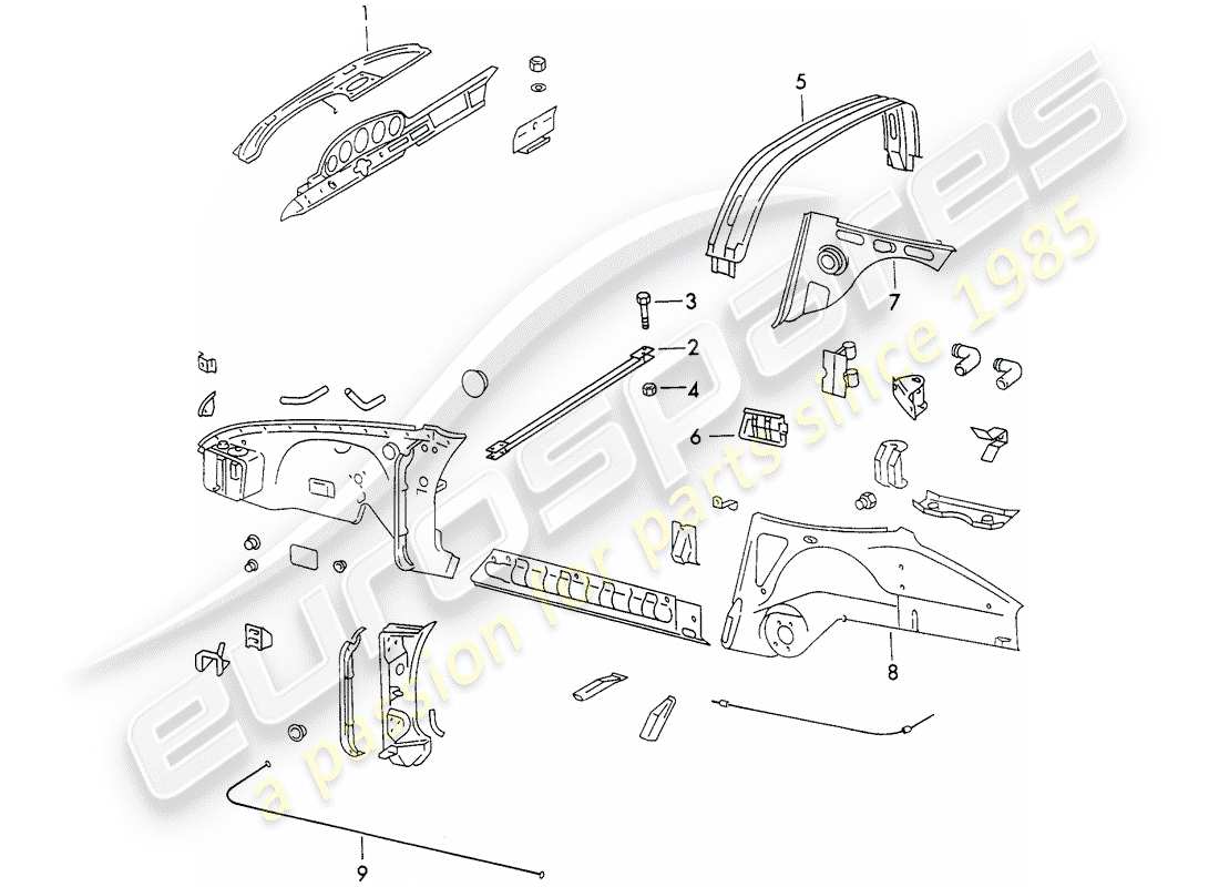 porsche 1972 (911) innenverkleidung ersatzteildiagramm