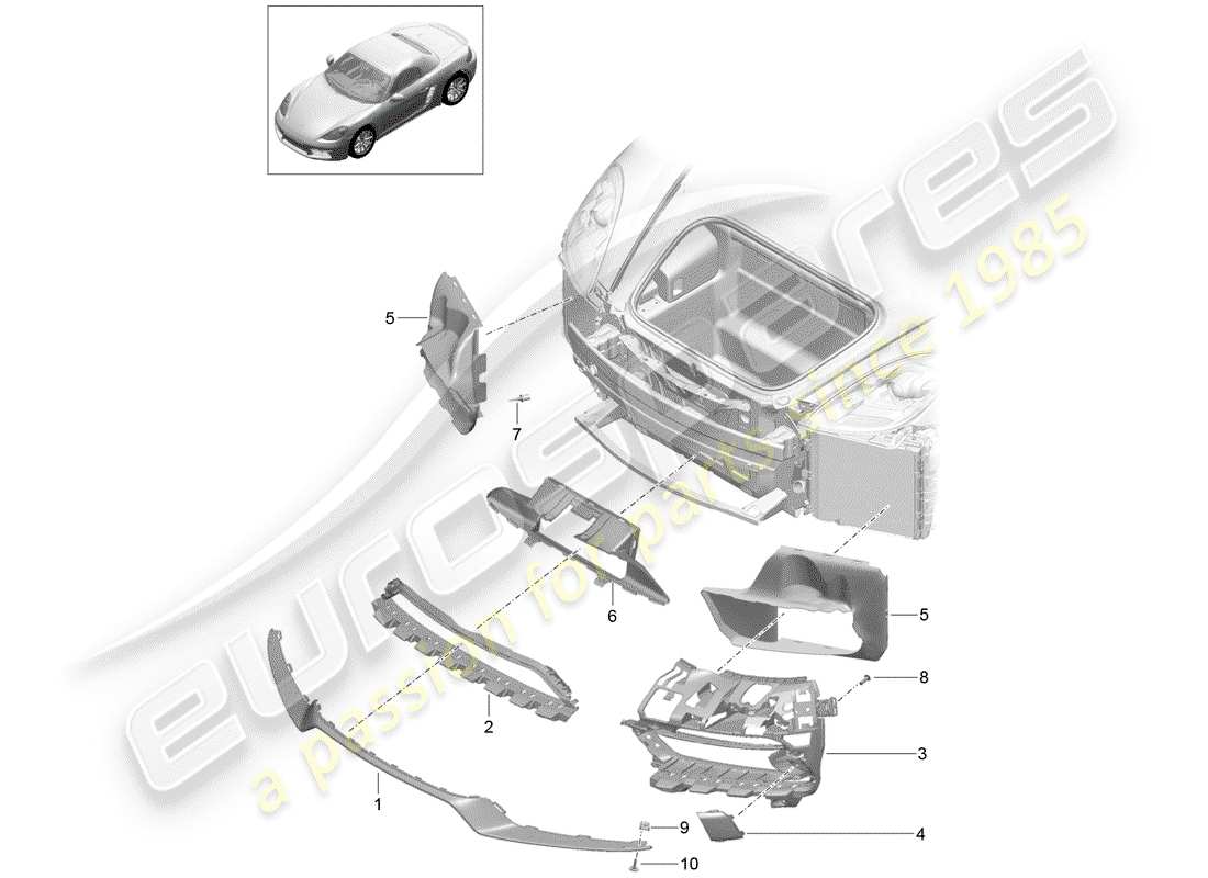 porsche 2019 (718 boxster) luftkanal teilediagramm