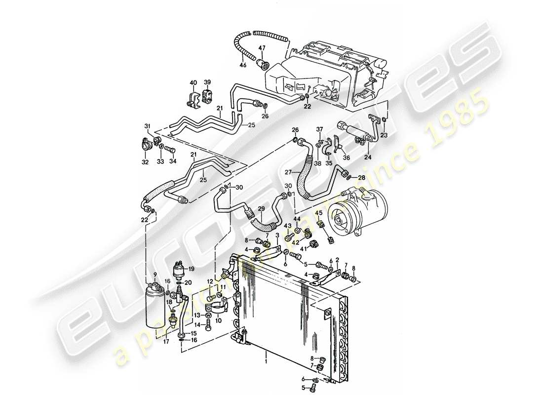 porsche 1994 (928) automatische klimaanlage - leitungen - und - zusatzgeräte ersatzteildiagramm