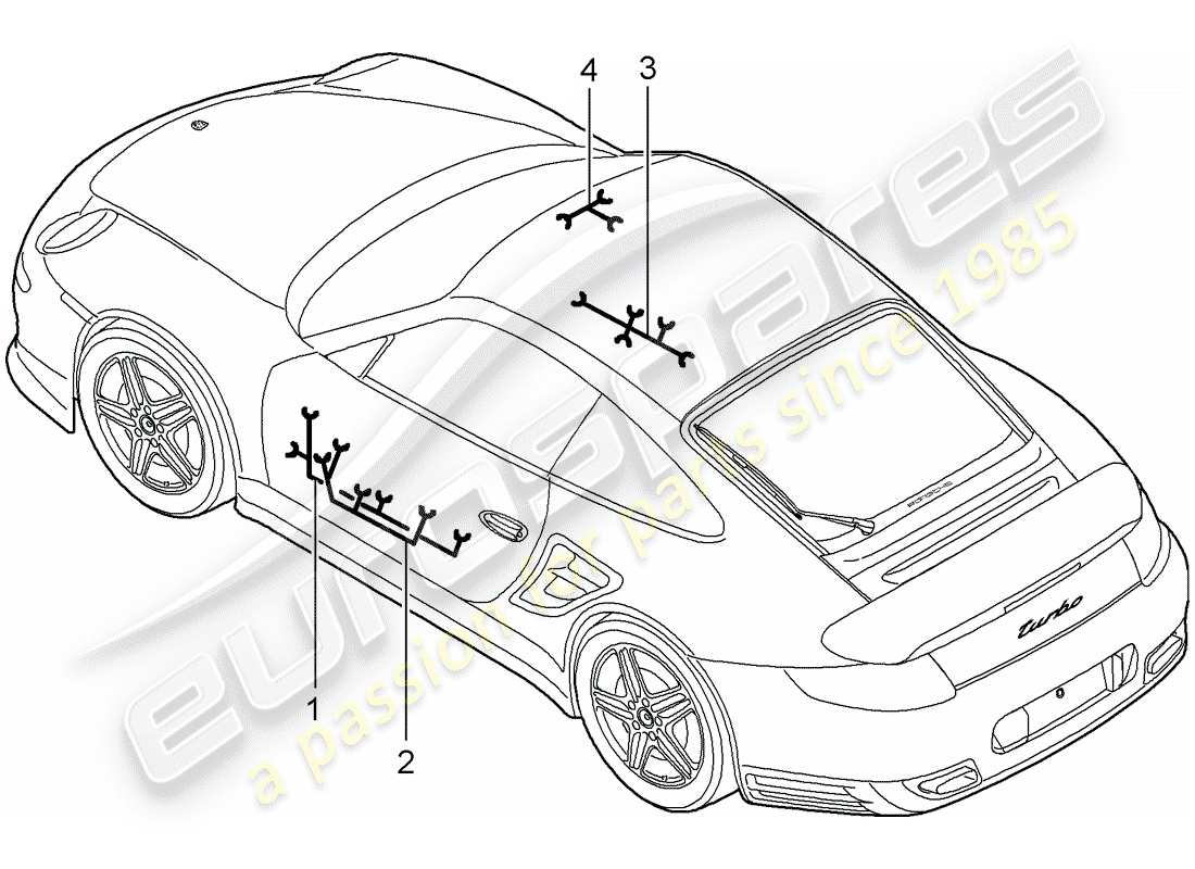 porsche 2007 (997-1 turbo / gt2) kabelbäume ersatzteildiagramm