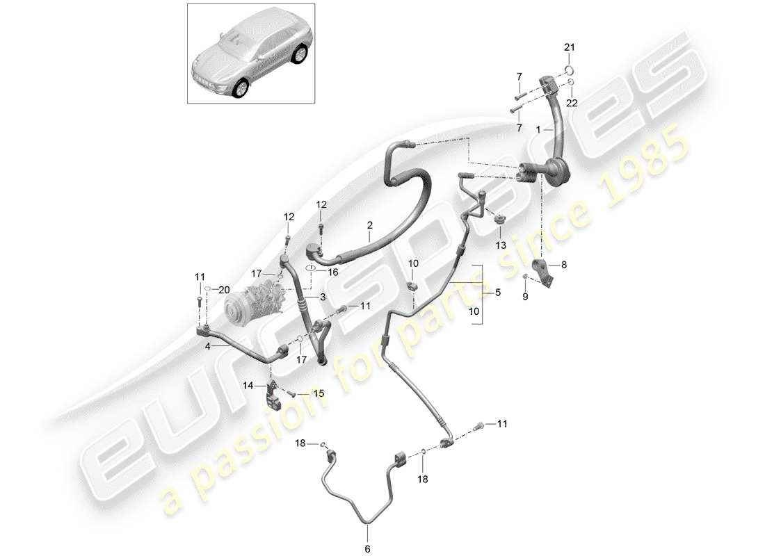 porsche 2016 (macan) kältemittelkreislauf teilediagramm
