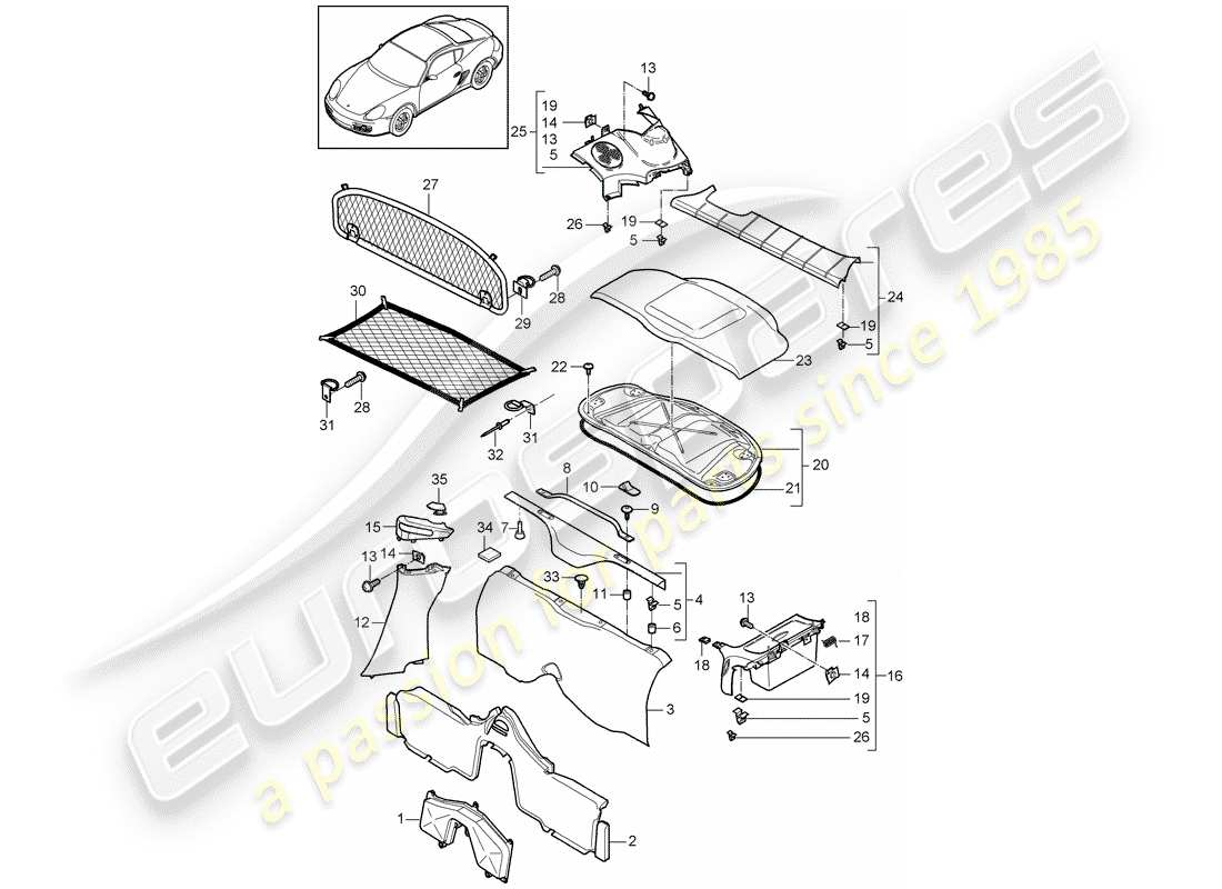 porsche 2012 (987 cayman) trims-teilediagramm