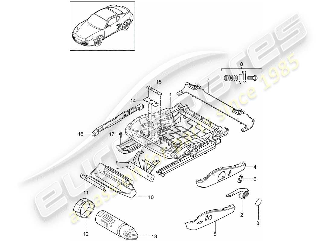 porsche 2010 (987 cayman) sitzrahmen teilediagramm