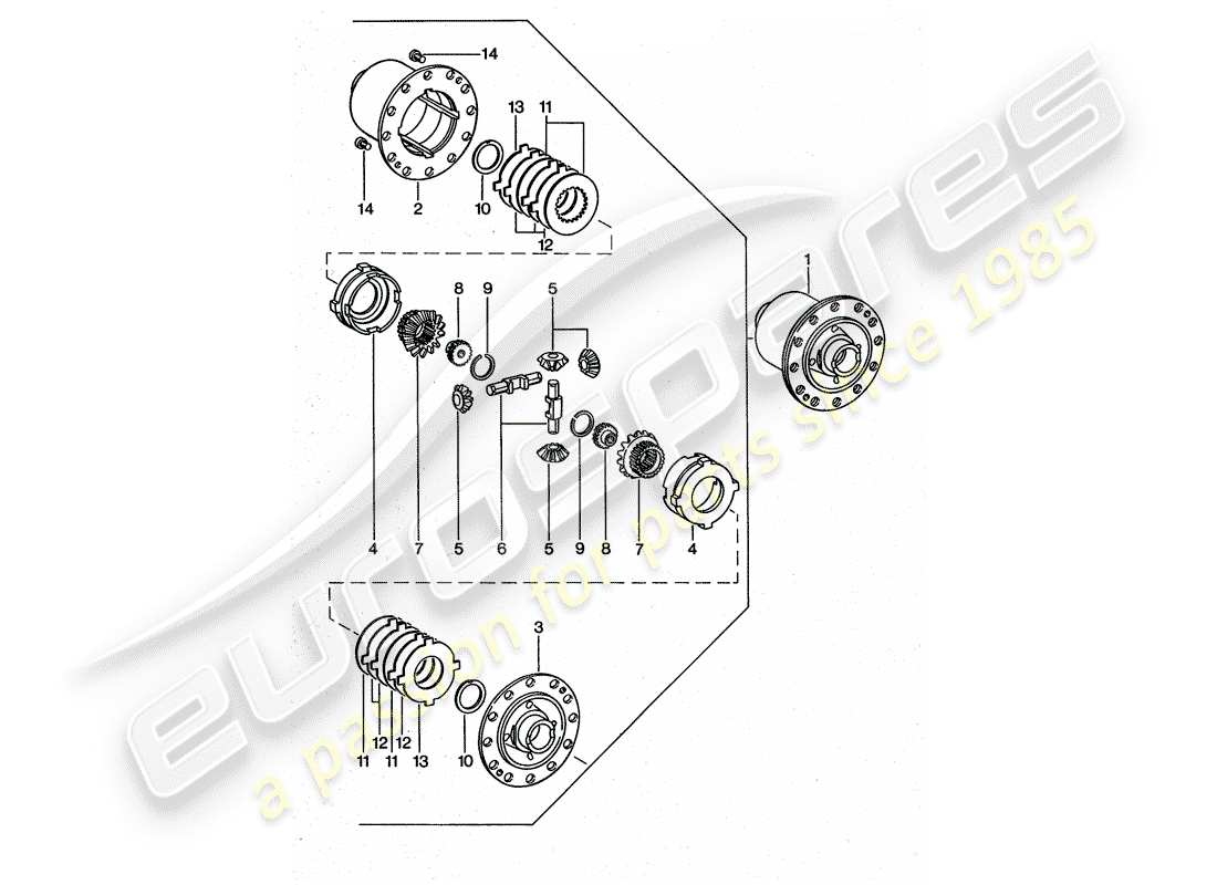porsche 1975 (911 turbo) sperrdifferential ersatzteildiagramm