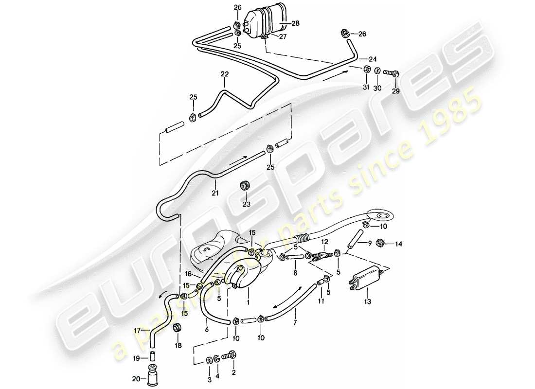 porsche 1981 (911) tankbelüftung ersatzteildiagramm