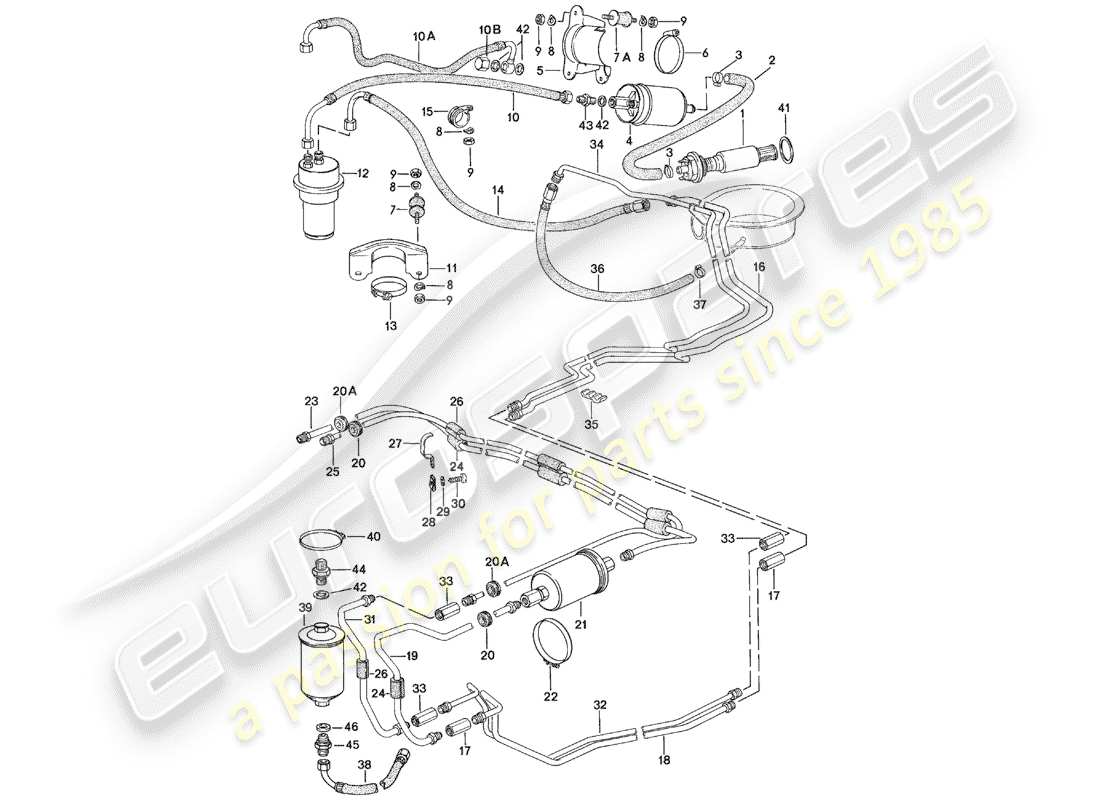 porsche 1979 (924) kraftstoffsystem - f 92-49103 158>> - f 92-49400 051>> teilediagramm