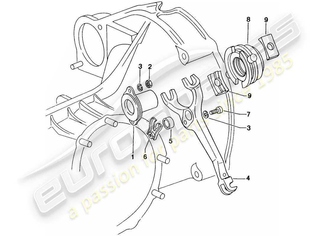 porsche 1975 (914) kupplungsausrückung ersatzteildiagramm