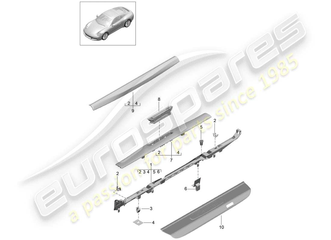 porsche 2017 (991-2) lining ersatzteildiagramm