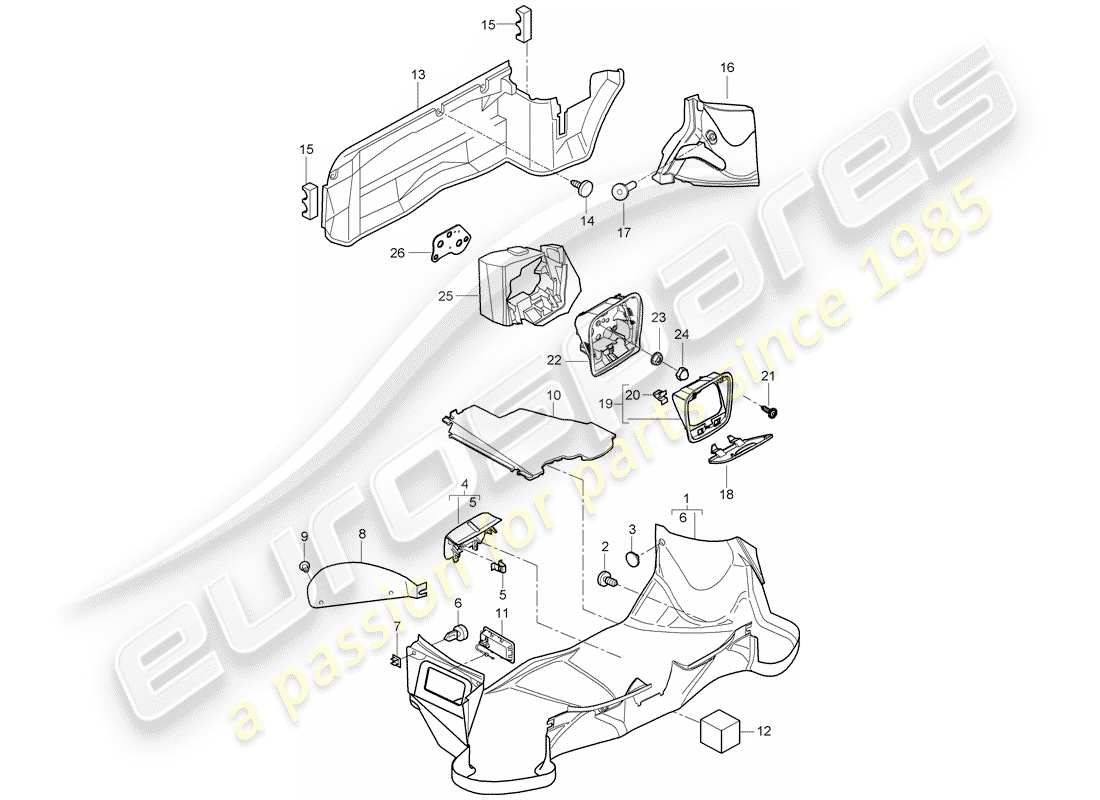 porsche 2005 (987 boxster) gepäckraum ersatzteildiagramm