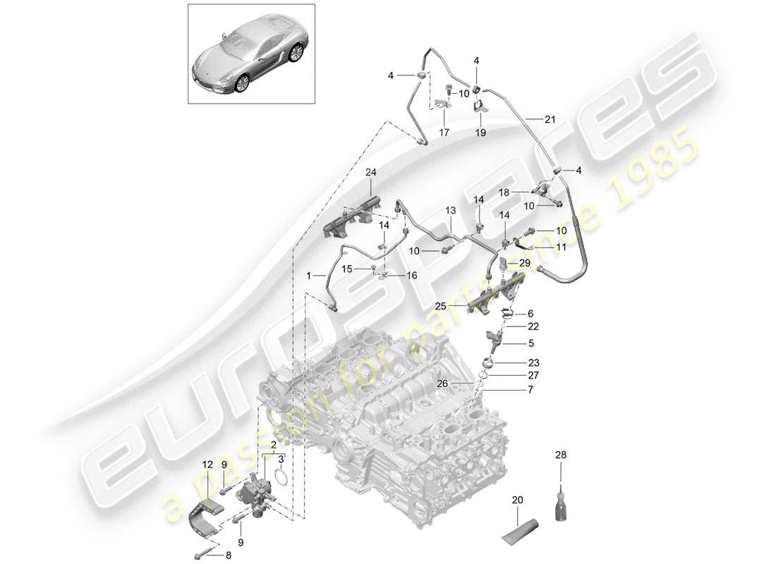 porsche 2014 (981 cayman) kraftstoffsammelrohr ersatzteildiagramm