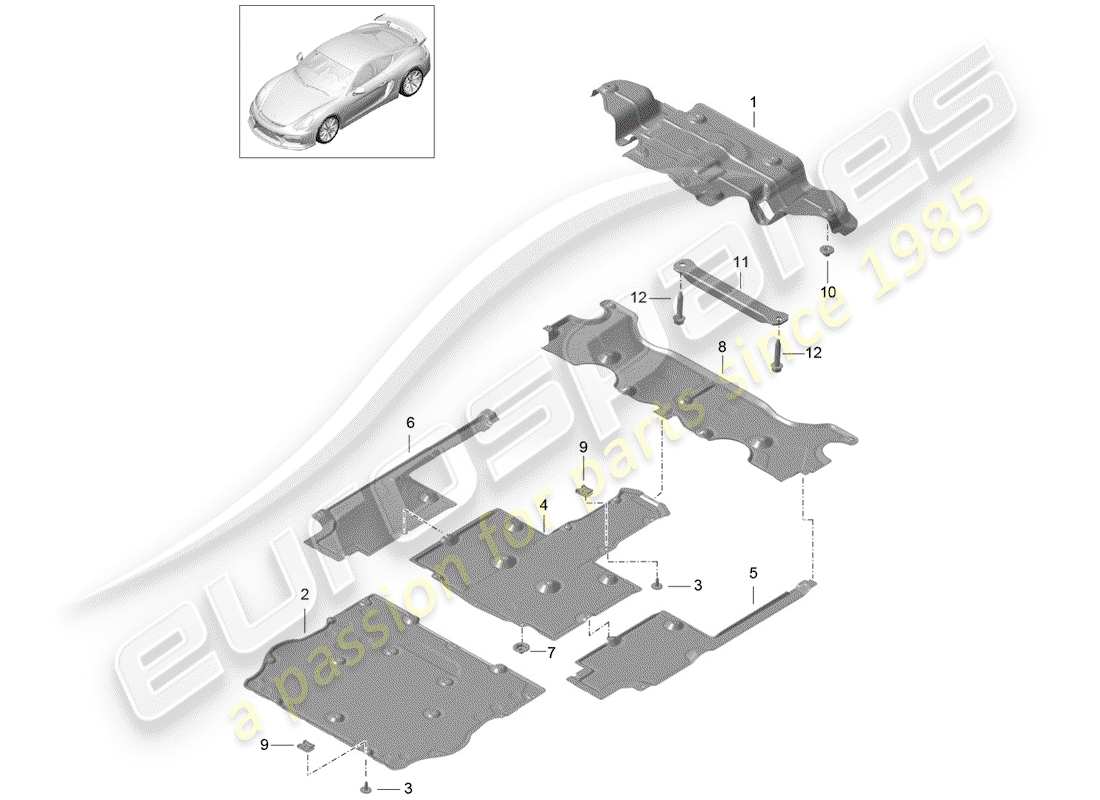 porsche 2016 (981 cayman gt4) lining ersatzteildiagramm