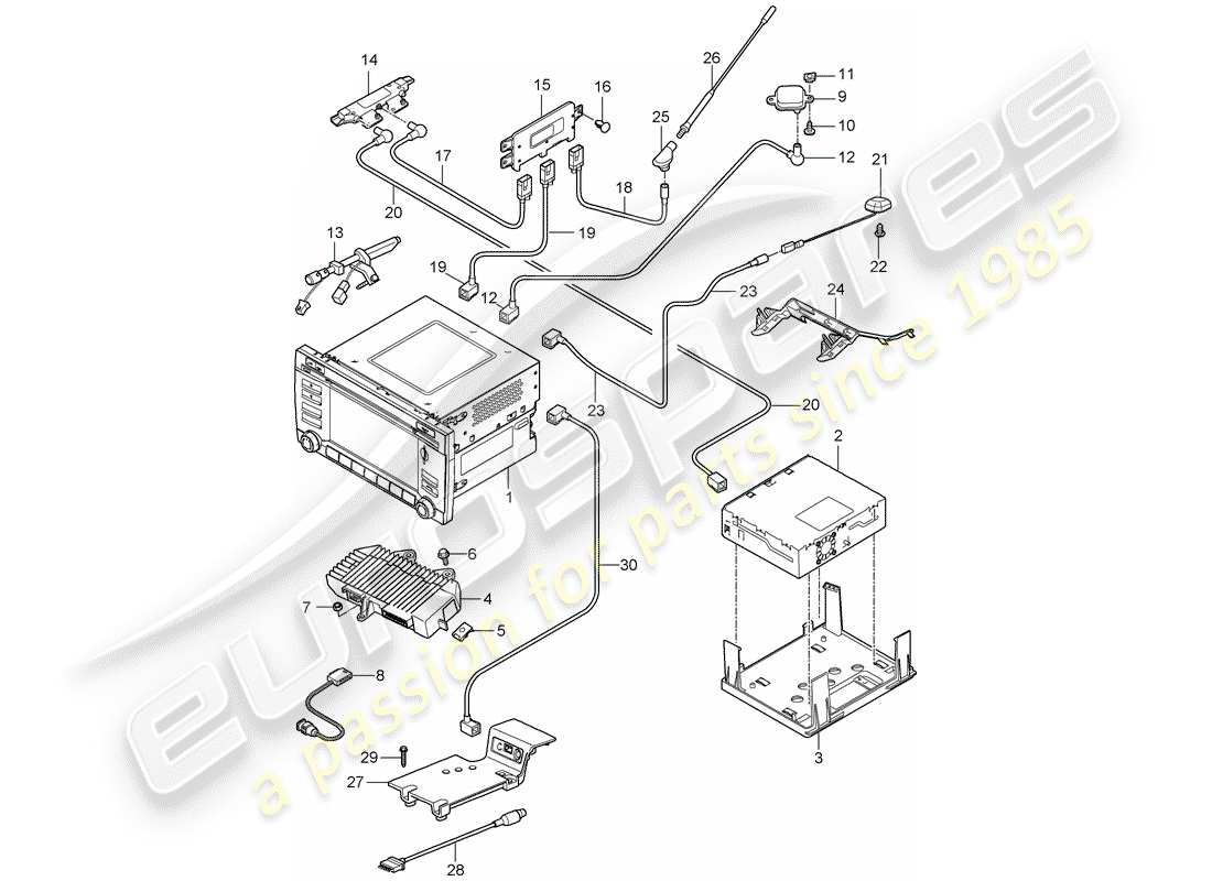 porsche 2009 (987 cayman) bedieneinheit teilediagramm