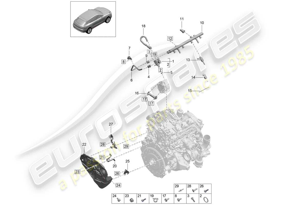 porsche 2020 (macan) kraftstoffsammelrohr ersatzteildiagramm