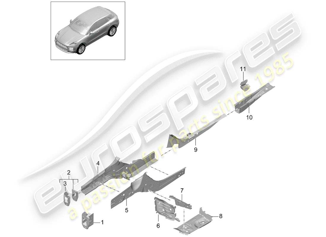 porsche 2019 (macan) front end teilediagramm