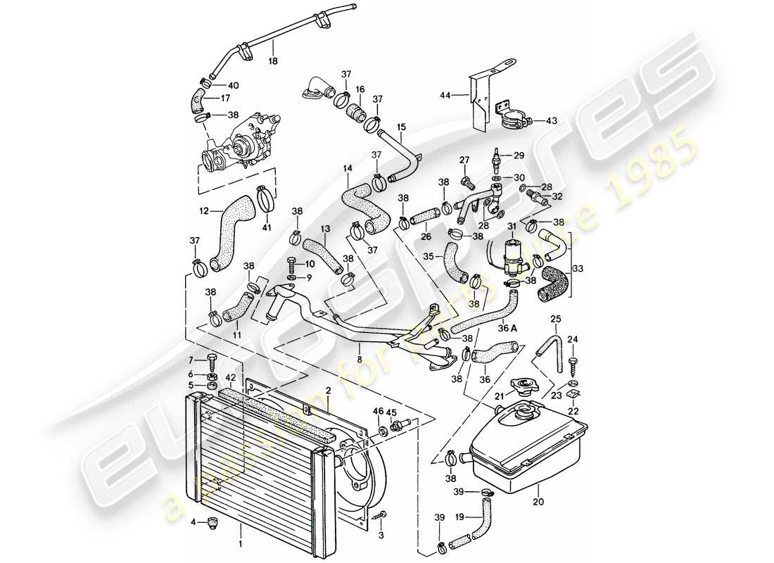 porsche 1991 (944) wasserkühlung teilediagramm