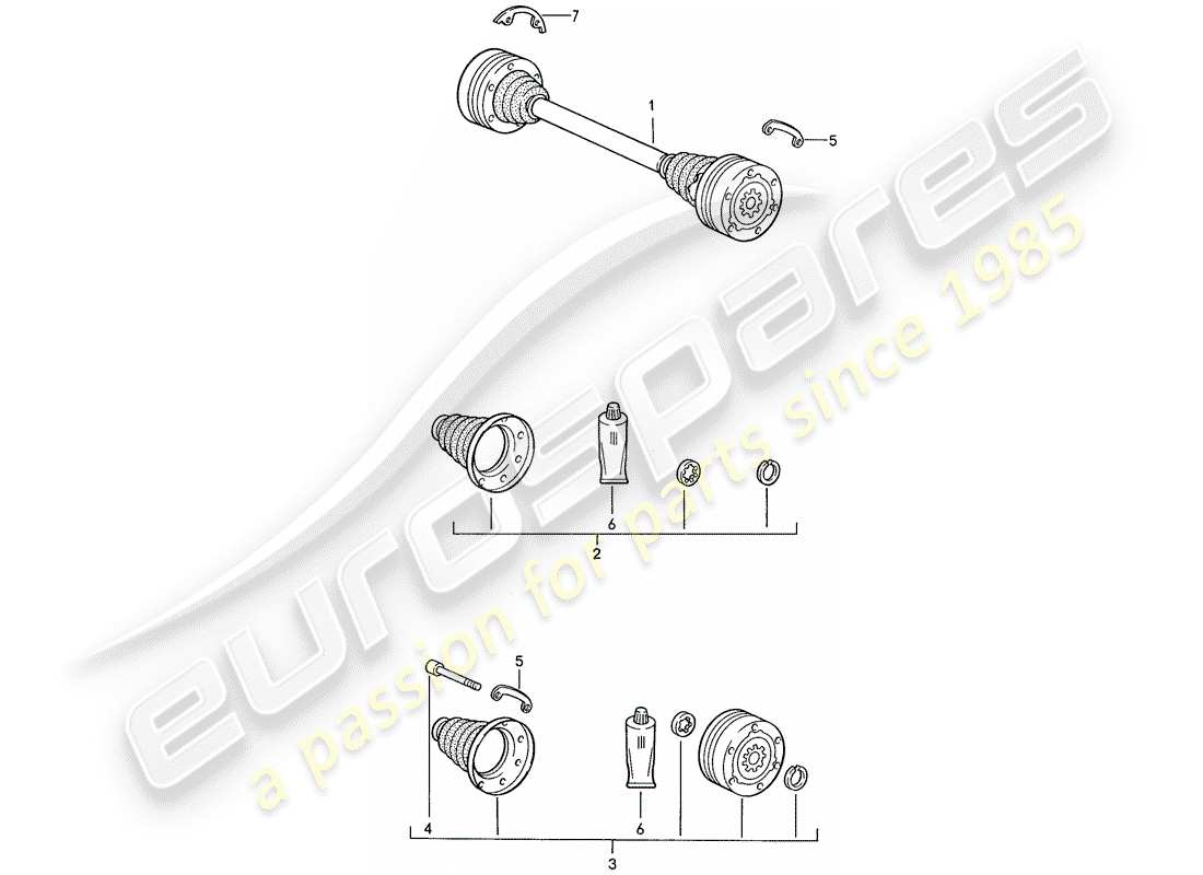 porsche 1991 (944) antriebswelle teilediagramm