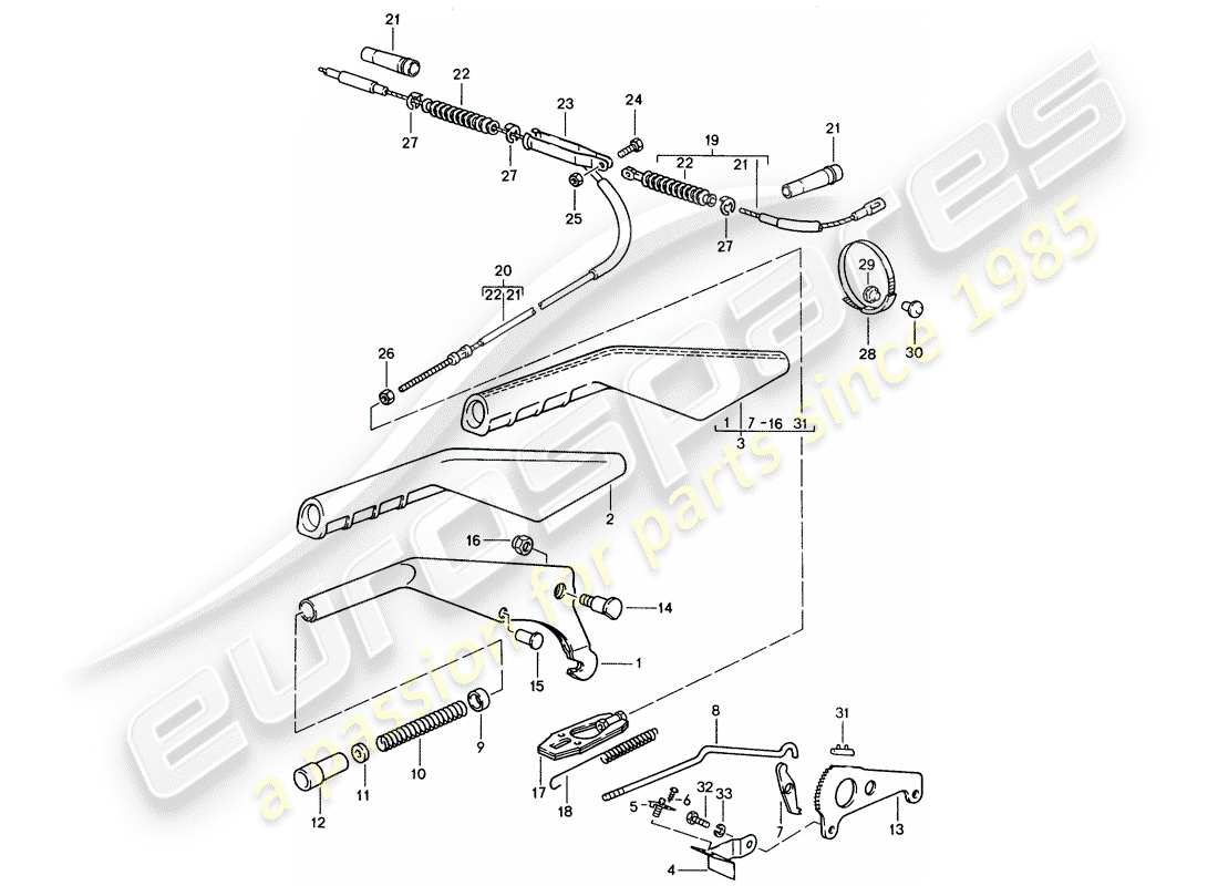 porsche 1989 (944) handbremshebel teilediagramm