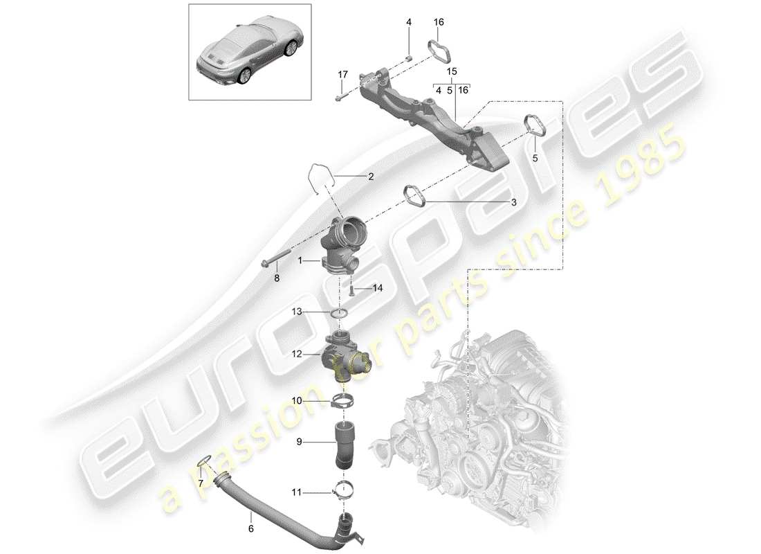 porsche 2014 (991-1 turbo) hilfsrahmen-ersatzteildiagramm