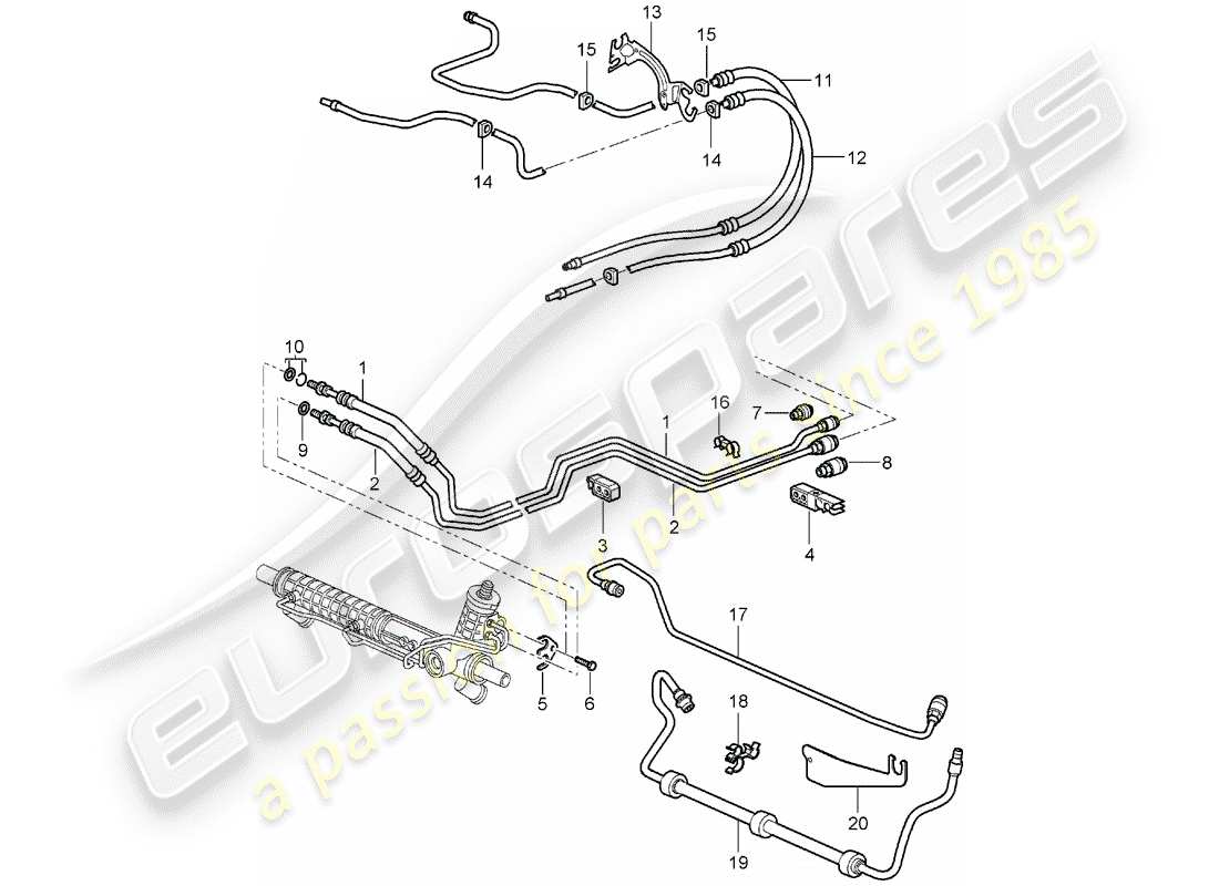 porsche 2005 (987 boxster) servolenkung - teilediagramm