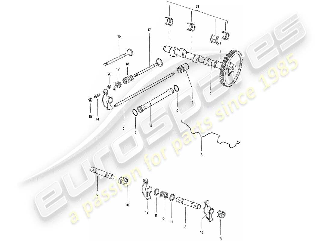 porsche 1971 (914) nockenwelle - ventile ersatzteildiagramm