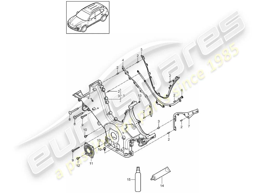 porsche 2012 (cayenne e2 92a) abdeckung für steuerkette ersatzteildiagramm