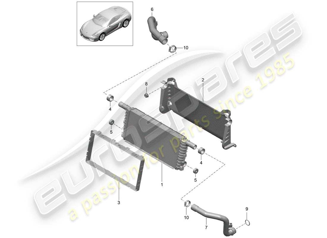 porsche 2014 (981 cayman) kühler-teilediagramm