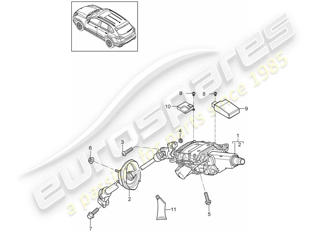 porsche 2014 (cayenne e2 92a) lenksäule ersatzteildiagramm